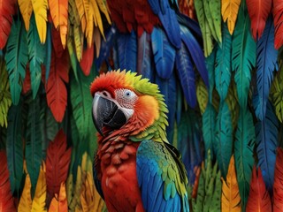 Obraz premium Close Up Portrait of a Vibrant Macaw