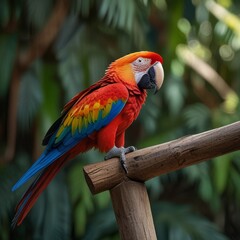 Fototapeta premium Close Up Portrait of a Vibrant Macaw