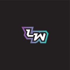 gaming monogram logo dynamic and bold concept LW modern esport letter