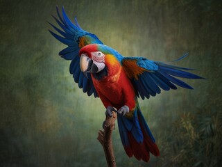 Fototapeta premium Close Up Portrait of a Vibrant Macaw