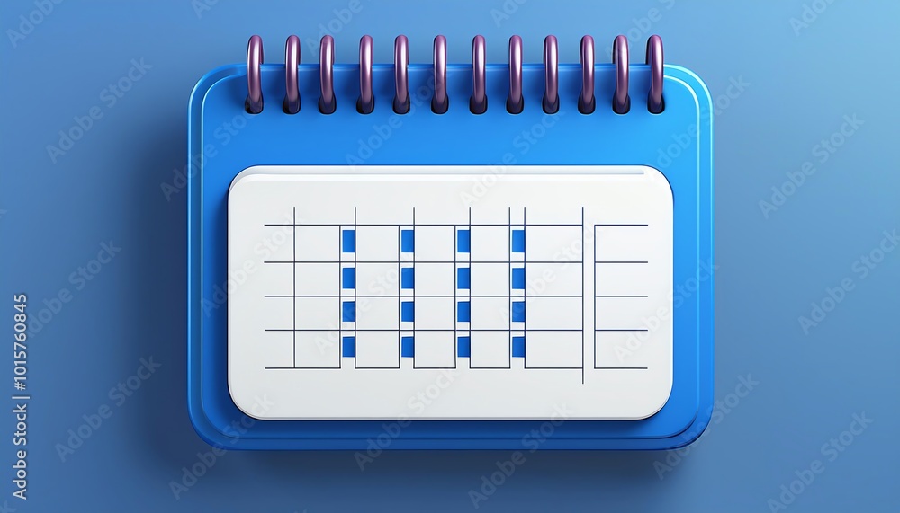 Poster a digital notepad with a blue background features a grid layout for organizing information in an aes