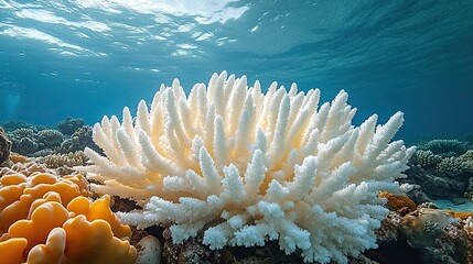 A bleached white coral reef in the Maldives serves as a stark reminder of the global coral bleaching event caused by warming ocean temperatures.