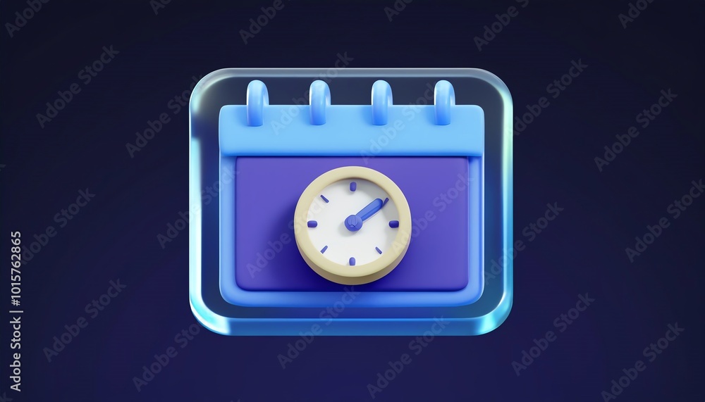 Poster a colorful calendar icon featuring a clock, representing scheduling and time management.