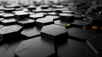 Fototapeta premium a bunch of black and yellow hexagonal objects