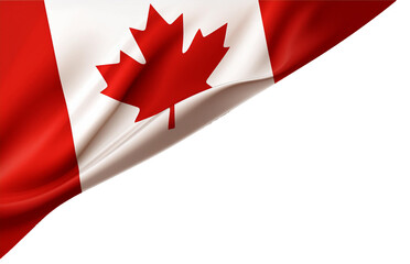 folded canada flag on white background as corner border