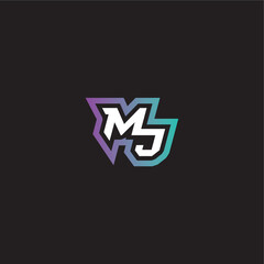 gaming monogram logo dynamic and bold concept MJ modern esport letter