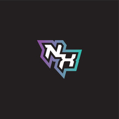gaming monogram logo dynamic and bold concept NX modern esport letter