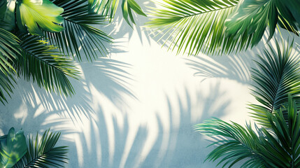3D rendering of palm leaf shadows on a light wall