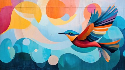 Abstract Bird Mural