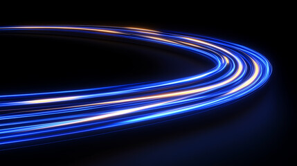 Glowing blue and yellow rings of light dance in the darkness, creating a mesmerizing and ethereal spectacle.
