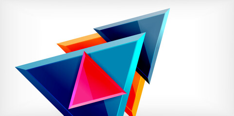 Abstract background - colorful triangles with 3d effect. Vector Illustration For Wallpaper, Banner, Background, Card, Book Illustration, landing page