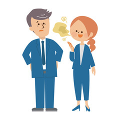 口臭のある女性　かわいいイラスト素材