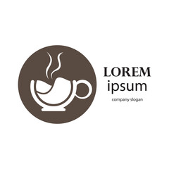 logo design of hot coffee in a glass with smoke