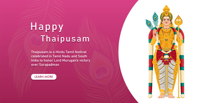 Thaipusam banner template with Lord Murugan