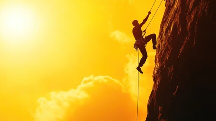 Silhouette of a Climber Reaching the Summit