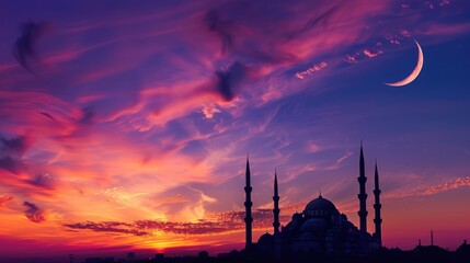 Mosque Silhouette at Sunset