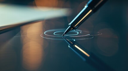 Fountain Pen Drawing on Glass Surface