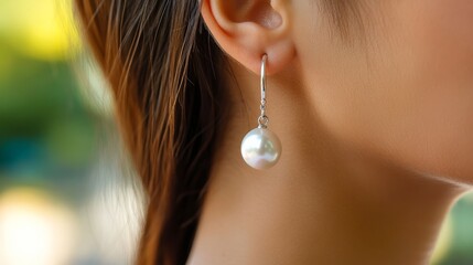 Elegant Pearl Earrings Adorning a Woman's Ear