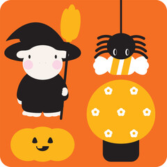 cute animal, halloween illustration, cartoon hippo, animal costume, spooky character