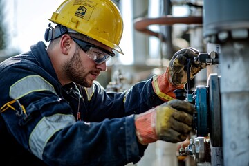 A dedicated technician meticulously oversees machinery to guarantee peak efficiency and safety in a manufacturing environment.