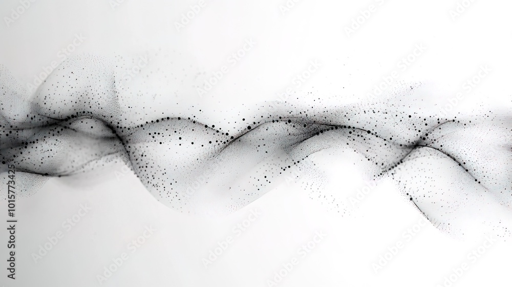 Poster digital abstract background with connected line and dots, wave flow