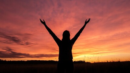 Silhouette of a Woman at Sunset