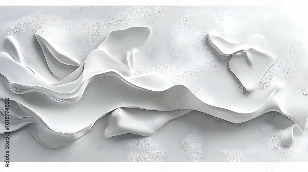 Poster abstract 3d white wave pattern with subtle texture - modern minimalist design