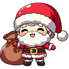 cute cartoon santa claus with a bag