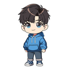 cute little child wearing blue jacket illustration