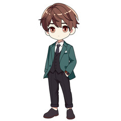 illustration of chibi style man wearing business suit