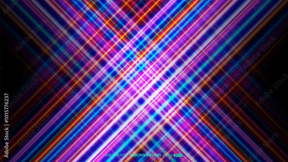 Wall mural abstract background with dynamic neon intersecting beams of vibrant light in various colors