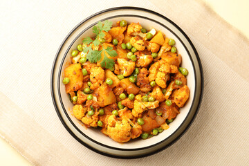 Cauliflower sabji or phoolgobi sabji popular in India and eaten with roti or Chapathi or Paratha