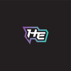 Fototapeta premium modern esport gaming monogram logo letter dynamic and bold concept HE