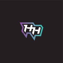 modern esport gaming monogram logo letter dynamic and bold concept HH