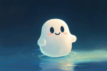 Cute Flying Ghost with Candy for Halloween Fun