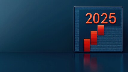 A graphical representation of an upward trend with the year 2025 highlighted, symbolizing growth and future projections.