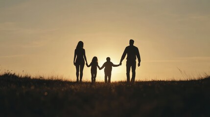 Family Silhouette at Sunset