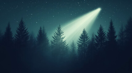 Naklejka premium Soft Light Beam Breaking Through Night Sky