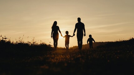 Family Silhouette at Sunset