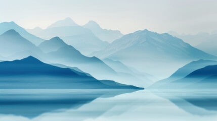 Serene Mountain Landscape with a Misty Lake