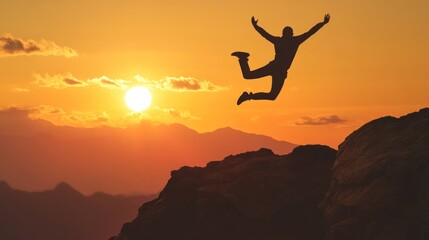 Man Jumping at Sunset