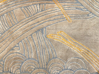 Random texture of custom bespoke carpet rug design, in fish skin, feather, floral, flower, and...