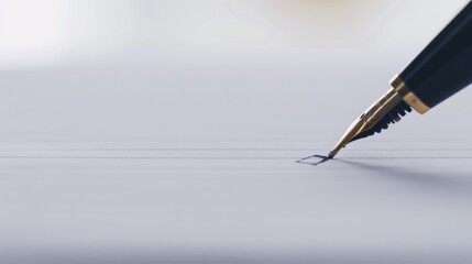 Close up of a fountain pen writing on a white paper
