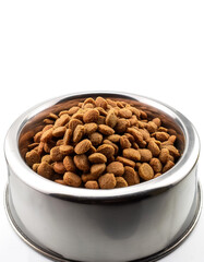 Dry dog ​​food on a white background