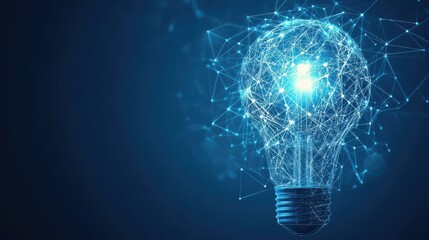 Fototapeta premium AI-Generated Light Bulb with Blue Background