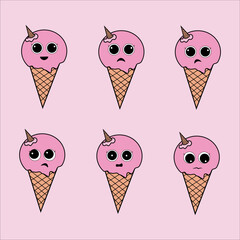 flat design image of ice cream expression