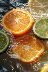 Vivid Orange, Lemon, and Lime in Water