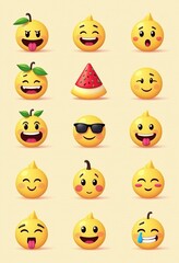 Obraz premium Delightful Emoji Icons Collection: Brighten Up Your Website with Fun Graphics