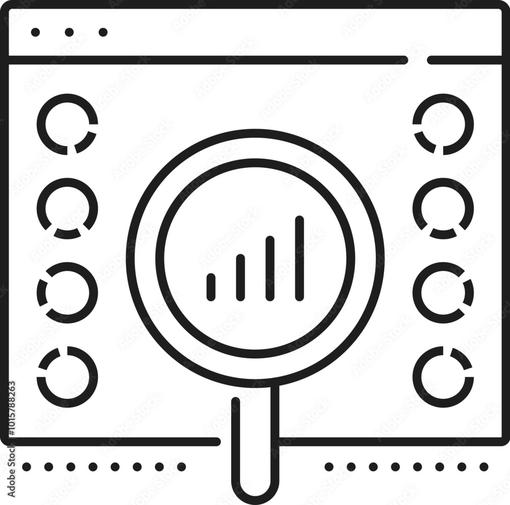 Poster finance data analytics, analysis thin line icon. company strategy performance analysis outline icon,