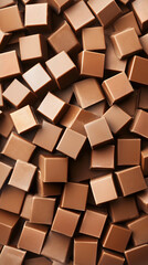 Chocolate Cubes Background Overhead Shot